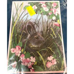 Sunset Jiffy Gallery Crewel Kit "Bunny Hideaway" 5" x 7" Embroidery